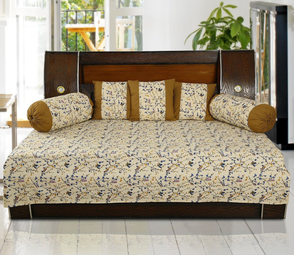 Dekor World Bird Printed Cotton Diwan Set (Pack of 6)-image-42
