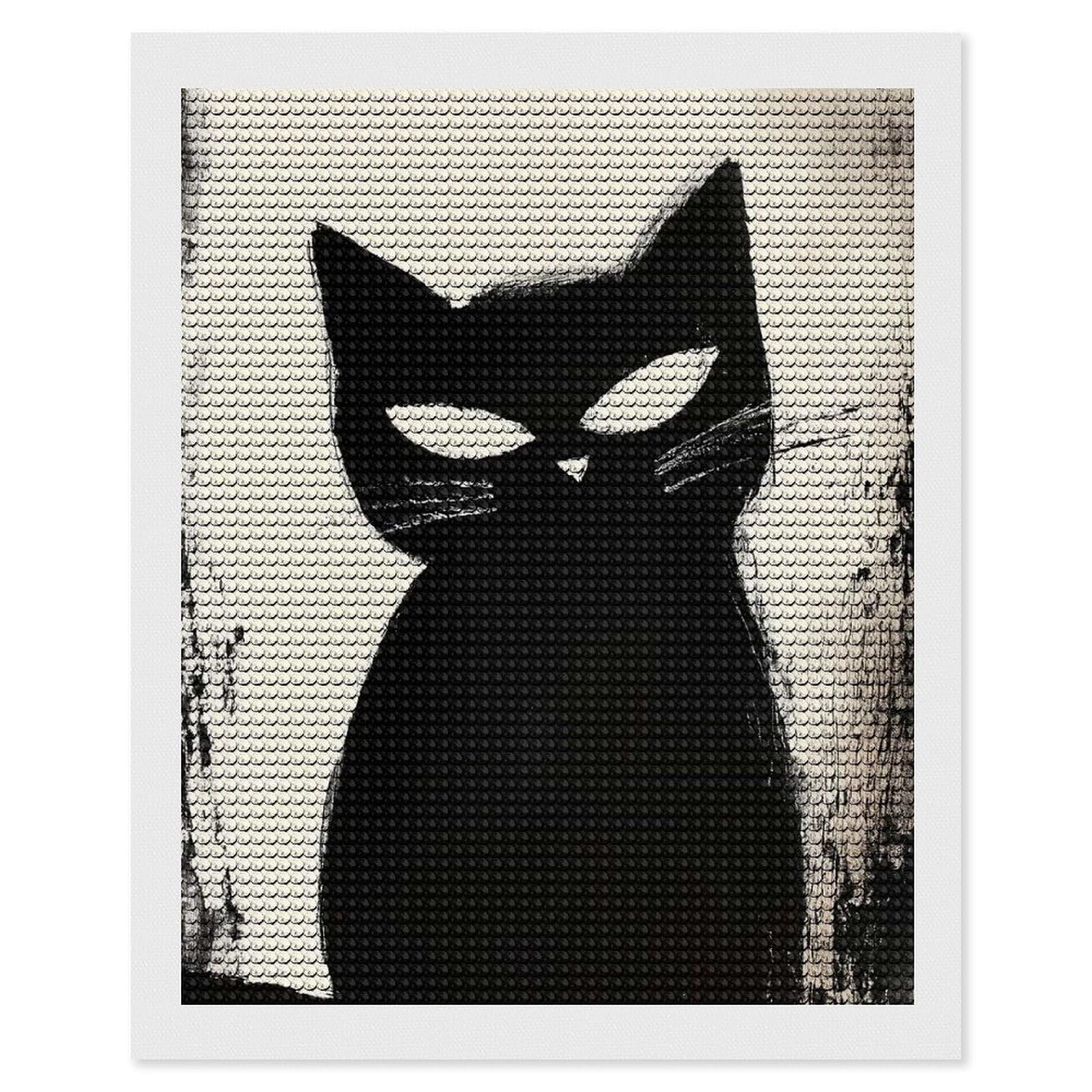 Junmoney Black Cat Painting Diamond Painting Canvas Set 16"x20", Satisfying Creative Project, Easy to Follow Symbols, Fun Craft Experience