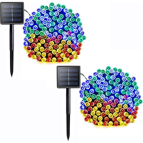 Solar Outdoor String Christmas Lights 72Ft 200 LED 8 Modes Patio Lighting for Outside Yard Gazebo Party Wedding Tents Porch Xmas Garden Backyard Tree Decorations Balcony Decor Lights MC2P