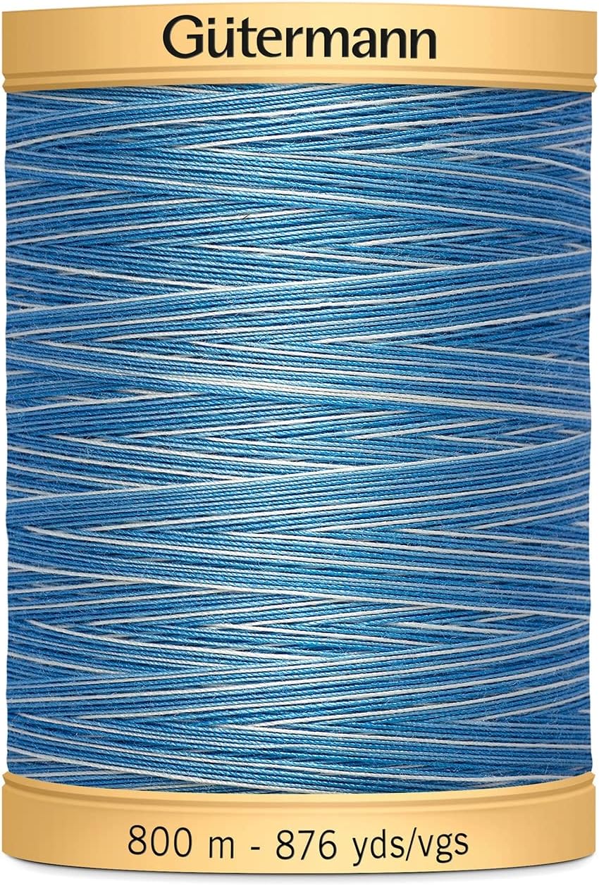Gutermann 876 yd Natural Cotton Thread Variegated, Blue Awakening