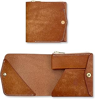[moku] 小さく薄い財布Saku ver.3 ユニセックス(メンズ レディース) ペアで使える 本革 レザー コンパクト財布 薄い 小さい ミニマリスト向け 2つ折りミニ財布 プレゼント (cognac)