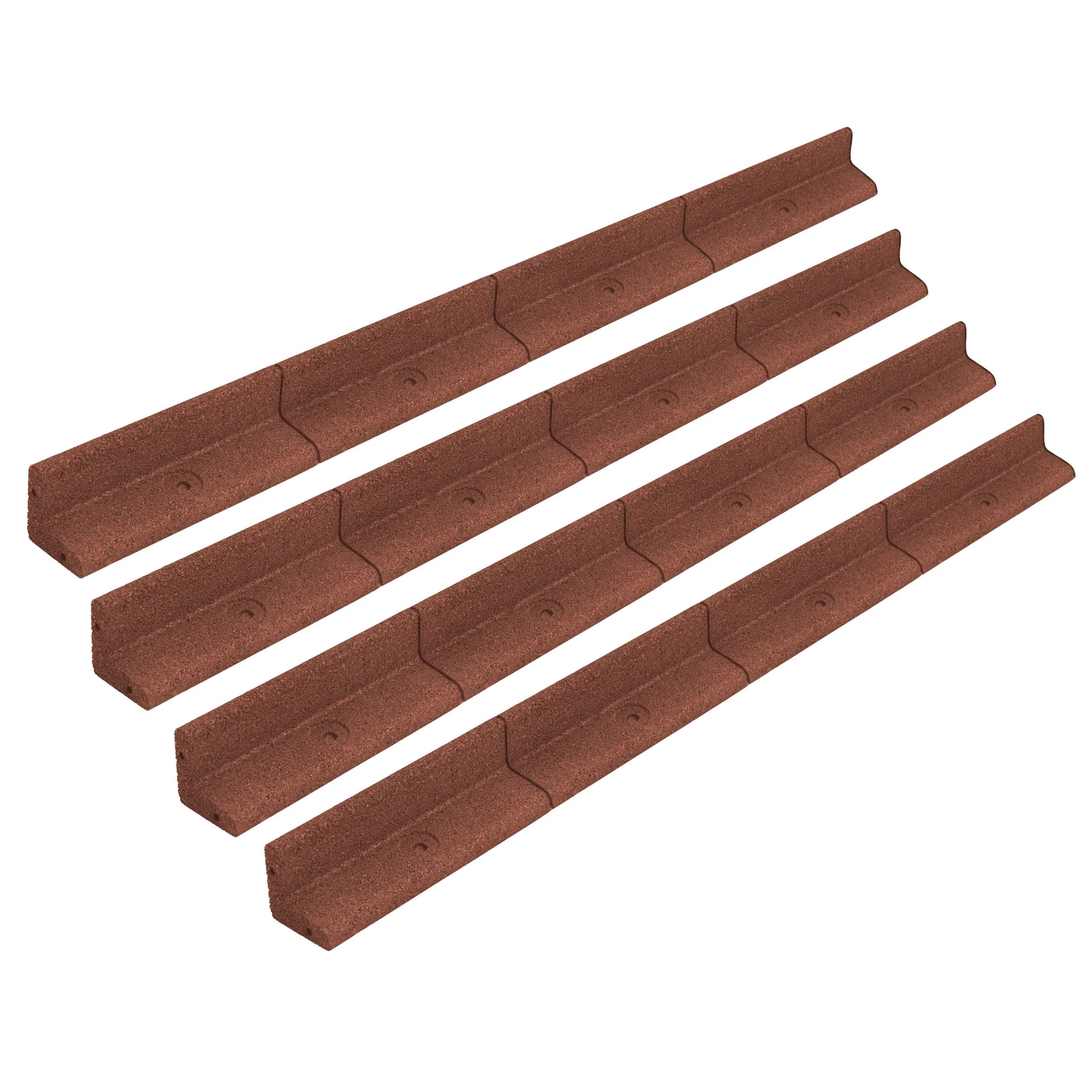 Flexible Lawn Edging 4.8m Long Pack of 4 x 1.2m Terracotta Garden Border Grass Lawns Pathways Path Edge Vegetable Plot Flowerbed Raised Borders UV Resistant Rubber Free Matching Plastic Ground Pegs