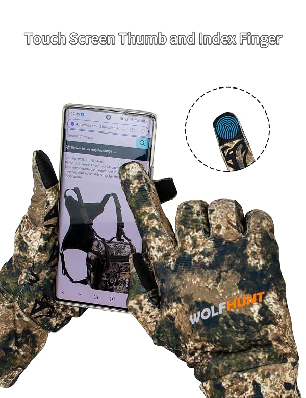 WOLFHUNT Light Weight Camouflage Hunting Gloves Full Finger Archery Gloves by WOLFHUNT - Used condition - Image 2