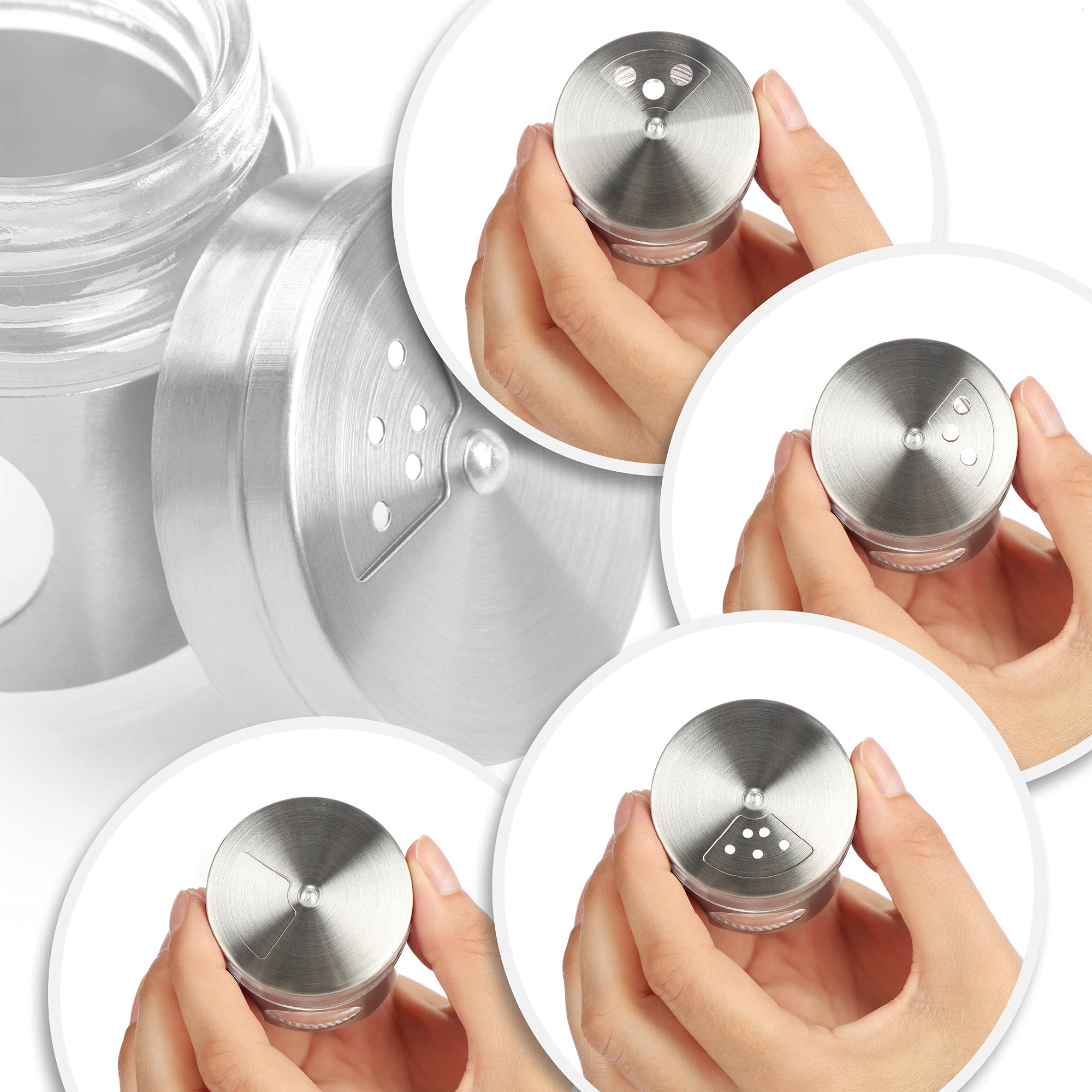 Verdental Salz- Und Pfefferstreuer Aus Glas – 450 Ml, Edelstahl-Deckel, Verstellbare Löcher, 2-tlg.