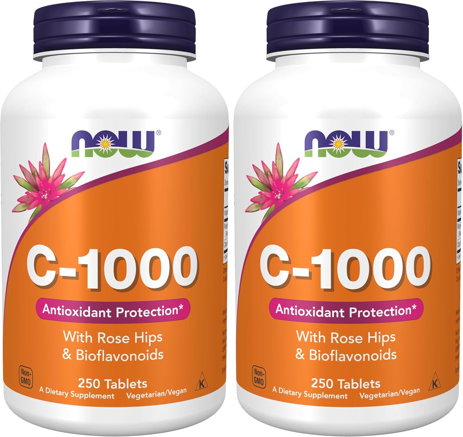 Now Supplements, Vitamin C-1,000 with Rose Hips & Bioflavonoids, Antioxidant Protection*, 250 Tablets, (Pack of 2)