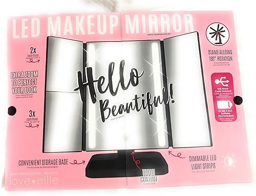 Miniatura 4 de Espejo triple de maquillaje LED, negro (32342)