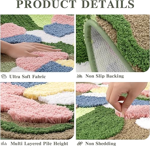 Miniatura 2 de Alfombra de musgo verde para dormitorio, alfombra supersuave y esponjosa para colocar junto a la sala de estar, alfombra larga antideslizante e