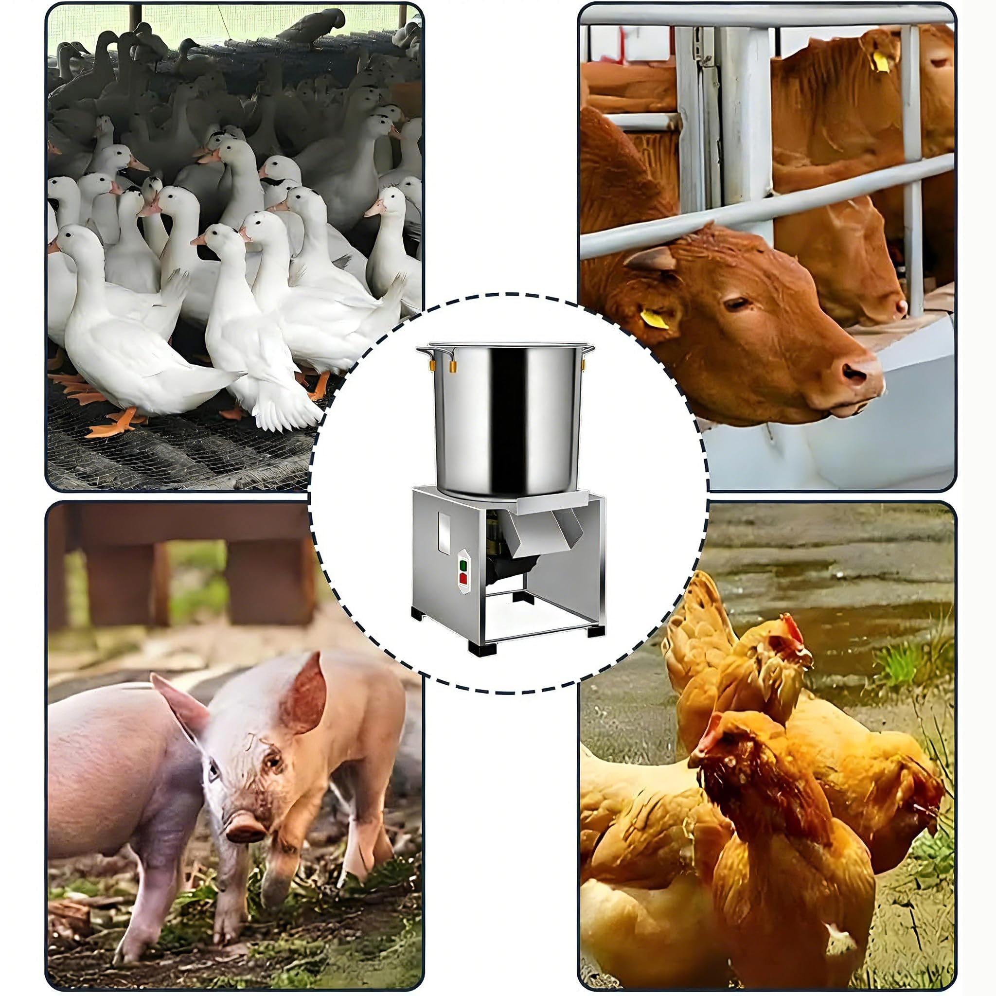 Procesadora de Alimentos Comercial, picadora de Verduras Comercial, Puerto de alimentación Grande, 60-200 kg/h, ralladora y trituradora de Verduras Profesional con 4 Cuchillas 1500W