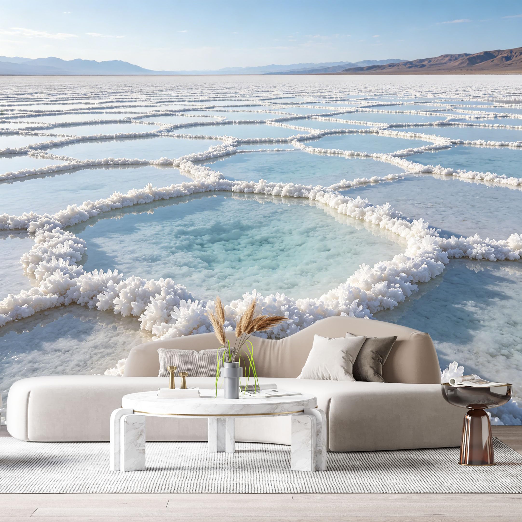 Custom Size Wall Murals Salt Crystal Lake Landscape Ocean Shore Natural Pattern SelfAdhesive Wall Fabric Removable Large Wallpaper for Photo Living Room