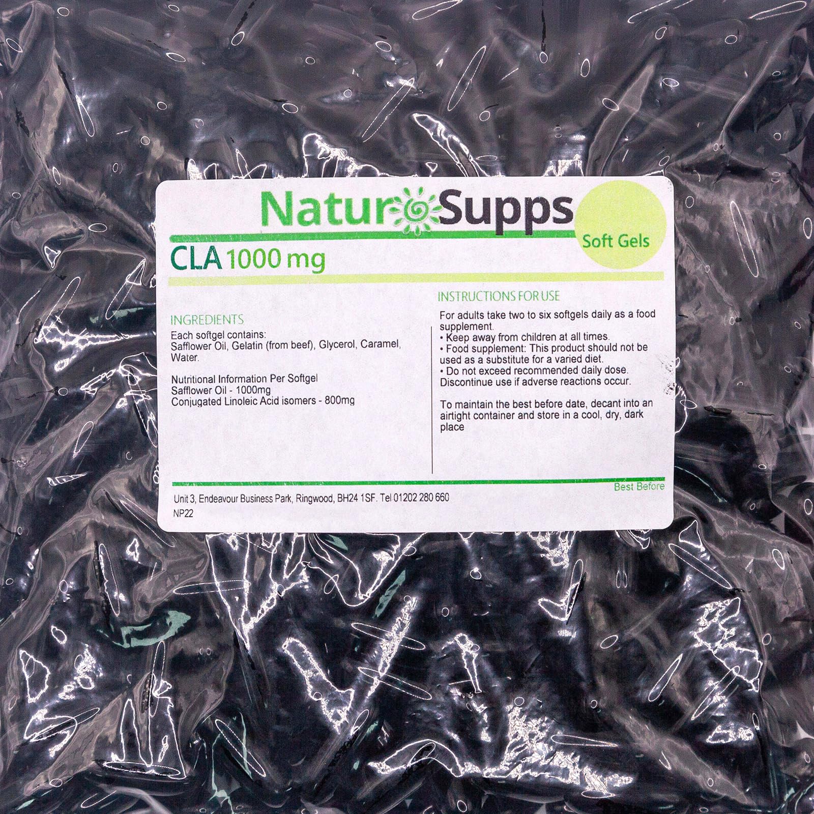 Natur Supps Conjugated Linoleic Acid 1000mg 365 Softgel Capsules (CLA) Supplement, Omega 6 High Strength CLA