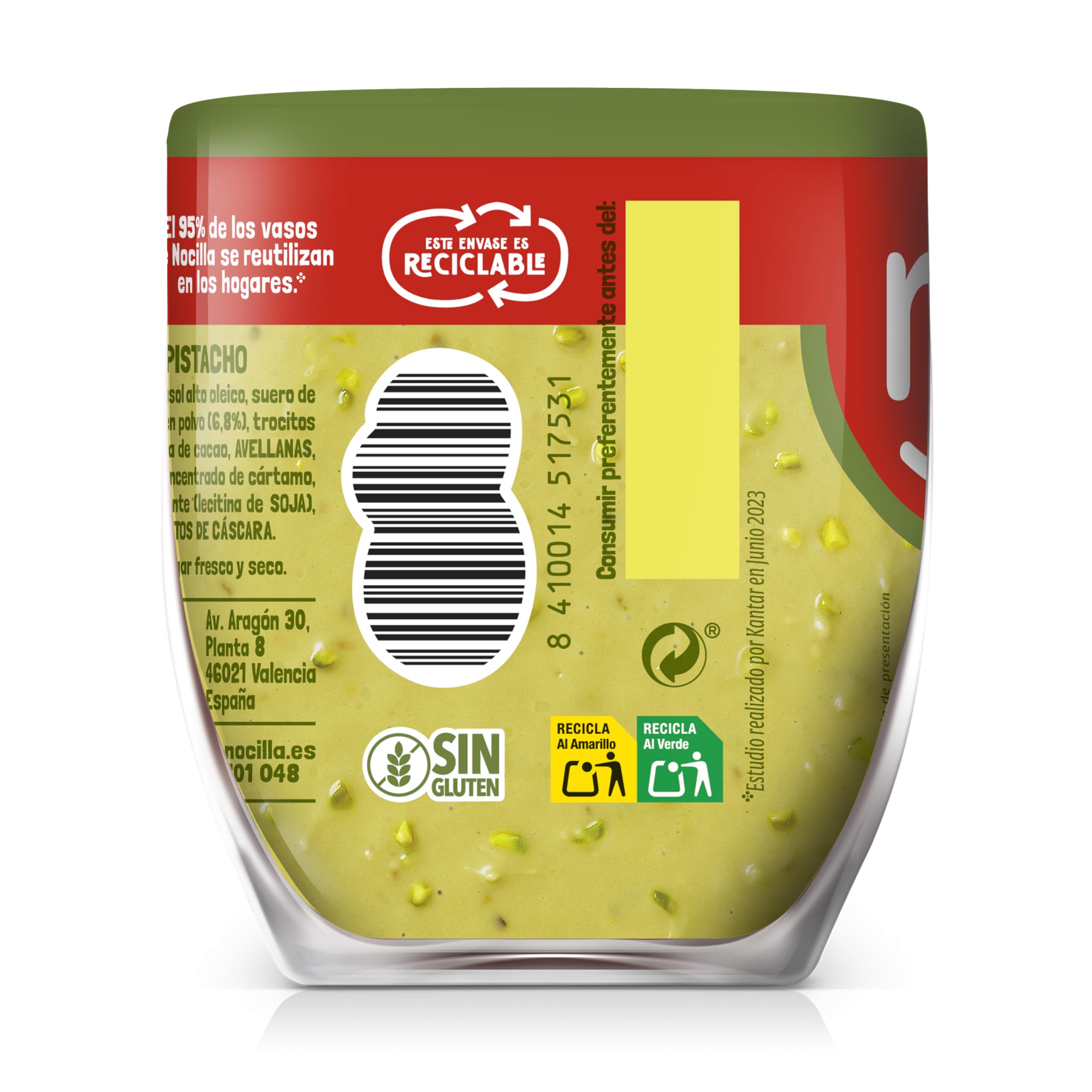Nocilla Pistacho Crema de Cacao Sin Aceite de Palma, 180g, Sin Gluten