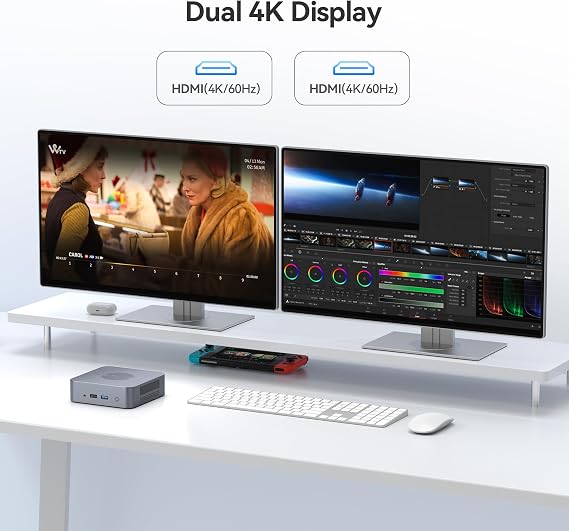 Mini PC with Intel Alder Lake N95, 4 Cores 3.4GHz, 8GB RAM 256GB SSD Mini Computer, Dual HDMI 4K@60Hz/ 1000Mbps LAN/ WiFi5/ USB3.2 Micro PC for Business/Home Desktop Computer