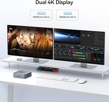 Mini PC with Intel Alder Lake N95, 4 Cores 3.4GHz, 8GB RAM 256GB SSD Mini Computer, Dual HDMI 4K@60Hz/ 1000Mbps LAN/ WiFi5/ USB3.2 Micro PC for Business/Home Desktop Computer