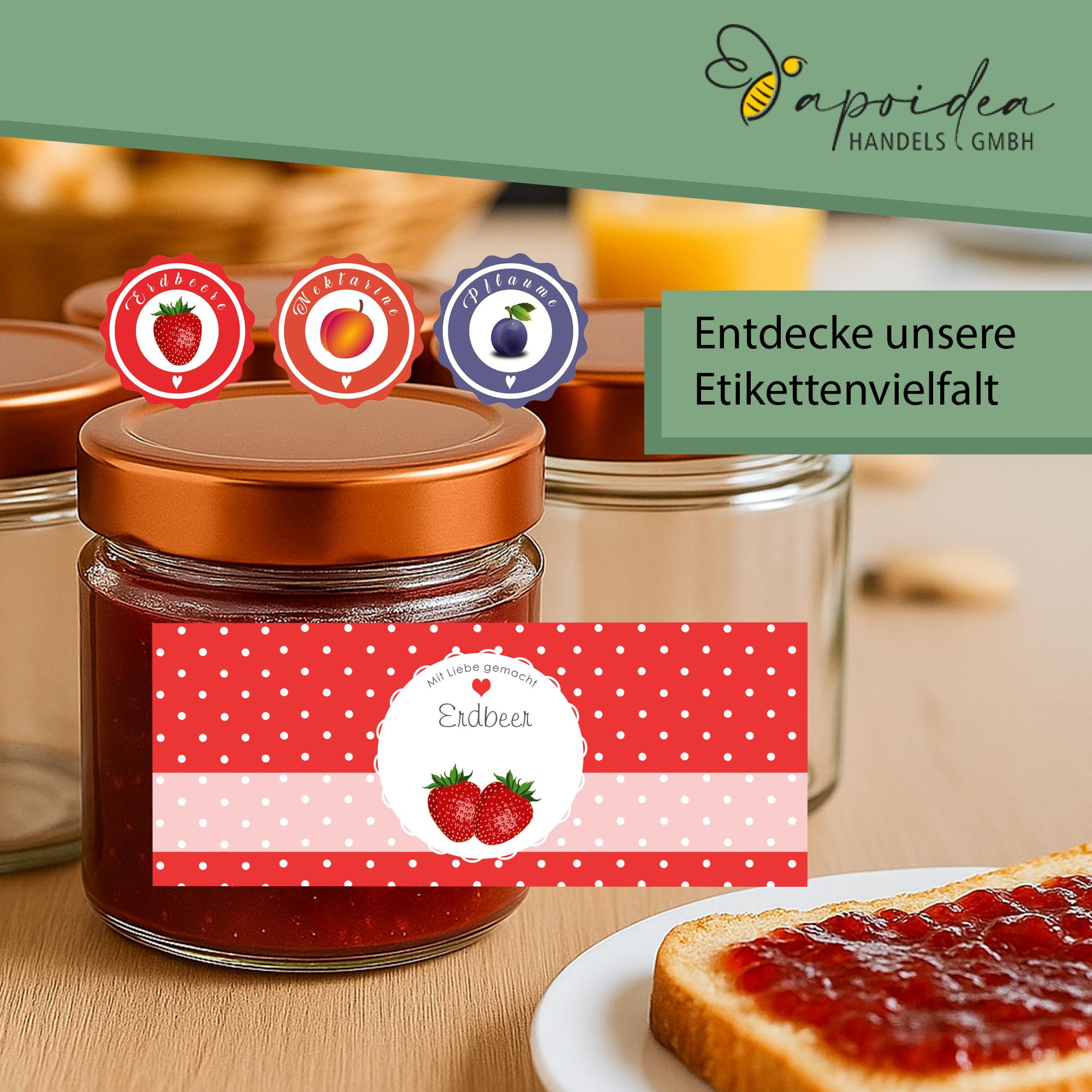 Apoidea – Marmeladengläser 250g mit Deckel in Kupfer 72 Stück/Twist Off Gläser/Einmachgläser/Marmeladengläser mit Deckel/leeres Marmeladenglas/Einkochgläser