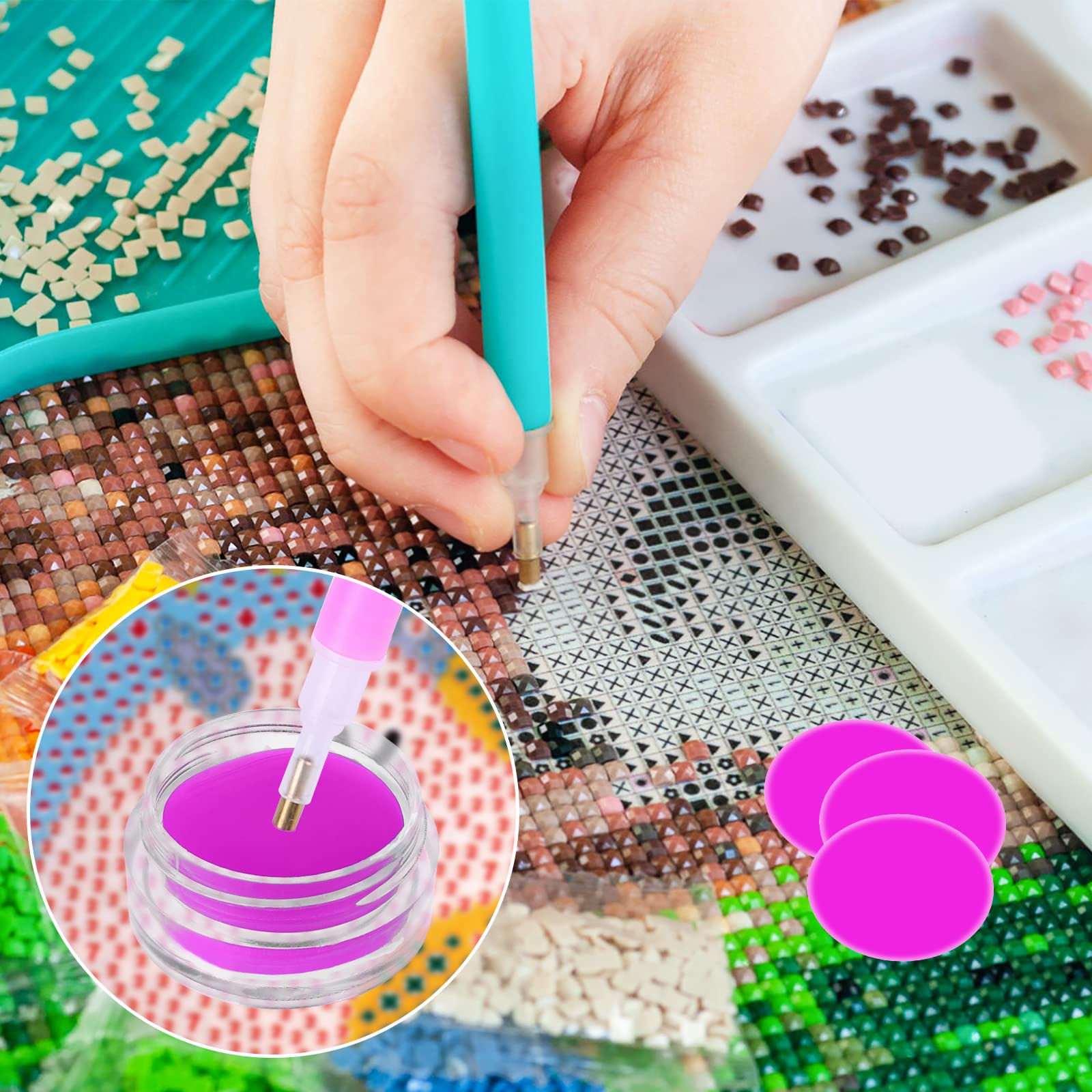 Kit Accessori Diamond Painting - 35 Pezzi Con Penne, Pinzette E Scatole Organizzative