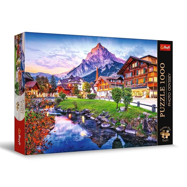 Trefl Premium Plus - Puzzle Photo Odyssey: pueblito en los Alpes, Suiza: 1000 Piezas, Serie única…