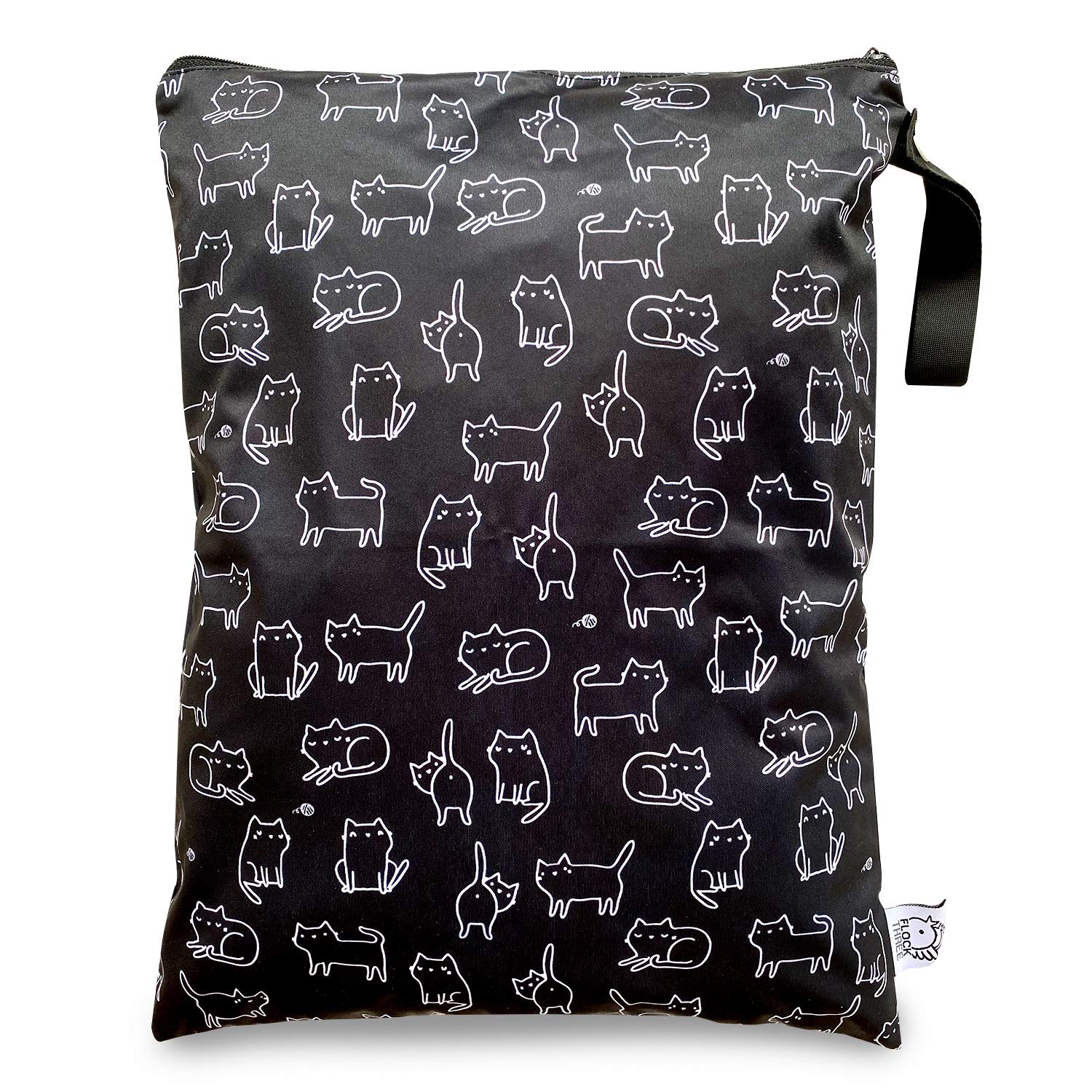 FLOCK THREE Waterproof Wet Bag Reusable for Wet Clothes Baby Diapers Stroller Swimsuit Travel Washable toiletries Pouch Large Electronics case 12.6''