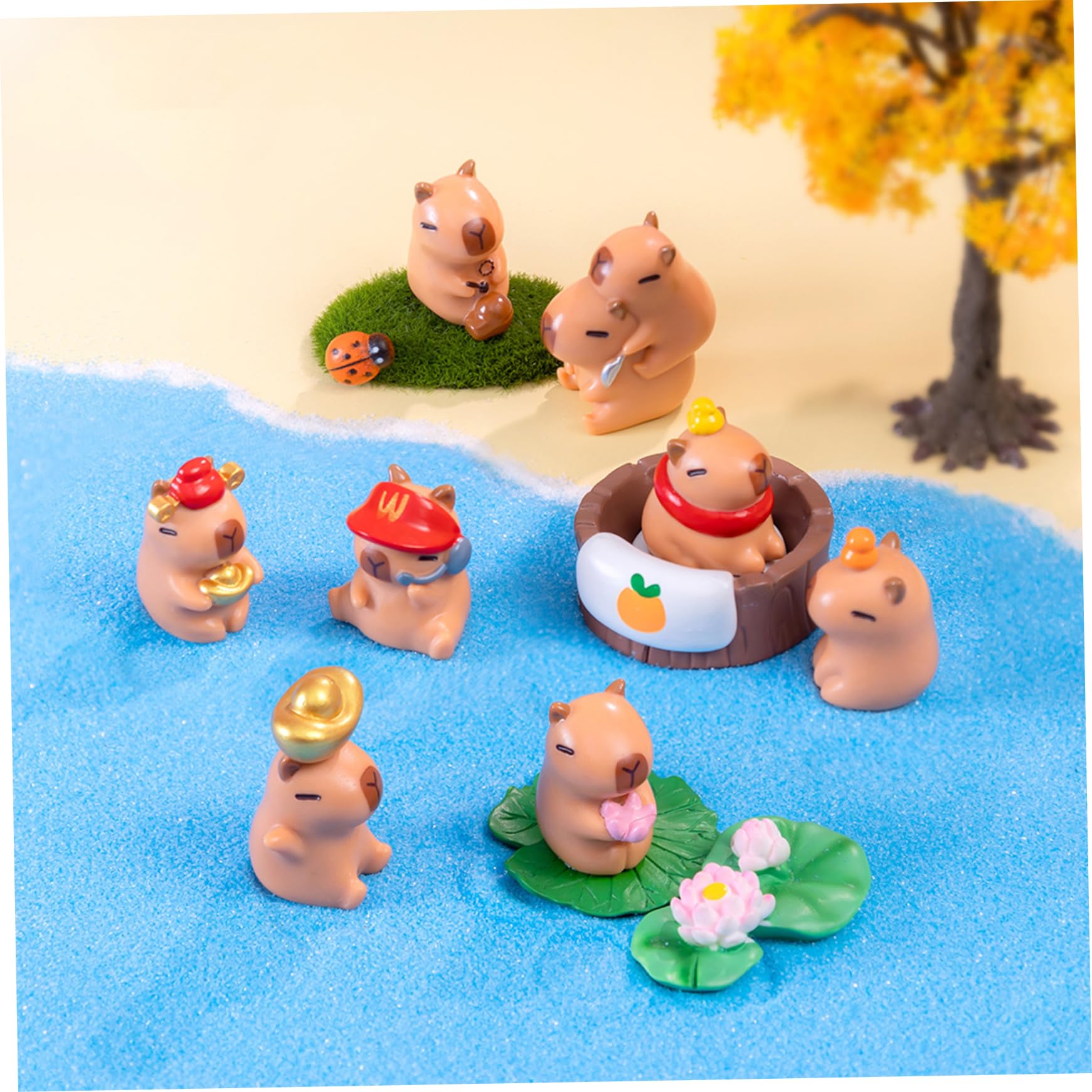 13-Piece Mini Capybara & Crocodile Figurine Set — Resin Cake Toppers For Fairy Gardens, Terrariums & DIY Decor - View #2