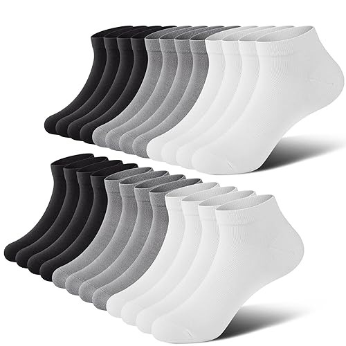 wernies No Show Socks Men, Low Cut Ankle Short Casual Cotton Socks with Non Slip Grips 6-10/11-13