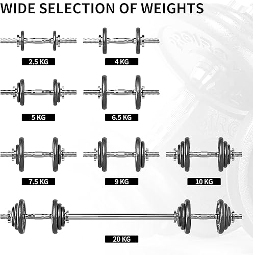 Miniatura 4 de PROIRON Juego de mancuernas ajustables de hierro fundido de 44 libras, peso de mano con asas de mancuernas sólidas cambiadas en barra prácticamente,