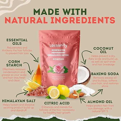 Miniatura 3 de Locsanity Dreadlock Hair Scalp Detox - Deep Clean Dreadlock Powder, Cleansing Conditioner - Natural Hair Cleanser for Build Up - ACV Alternative