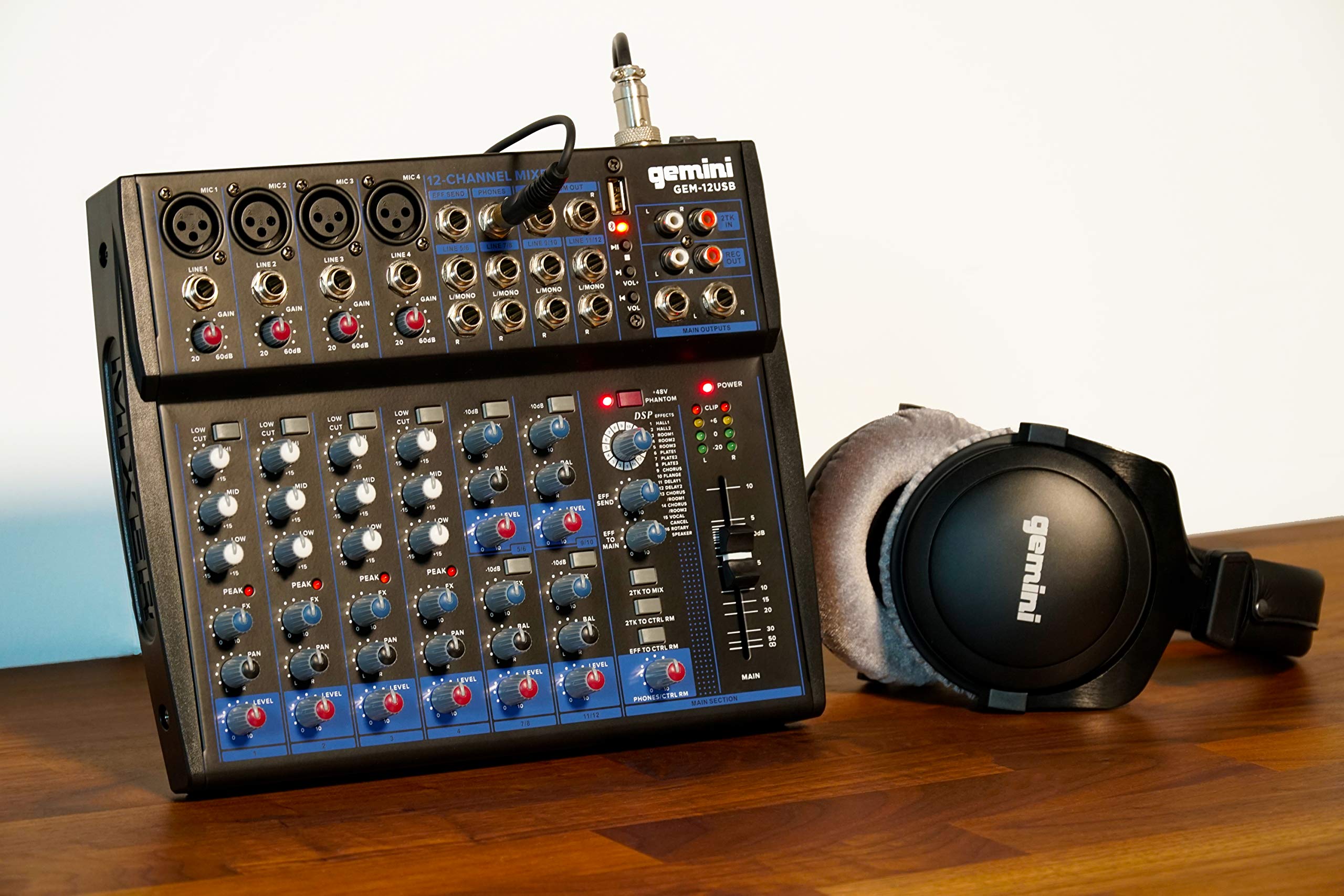 Gemini Sound GEM-12USB - Audio Mixer Analogico a 12 Canali Compact 12 Channel, Inclusi i 4 Canali MIC, 3 Band EQ, Riproduzione USB Da USB Stick E Streaming Bluetooth
