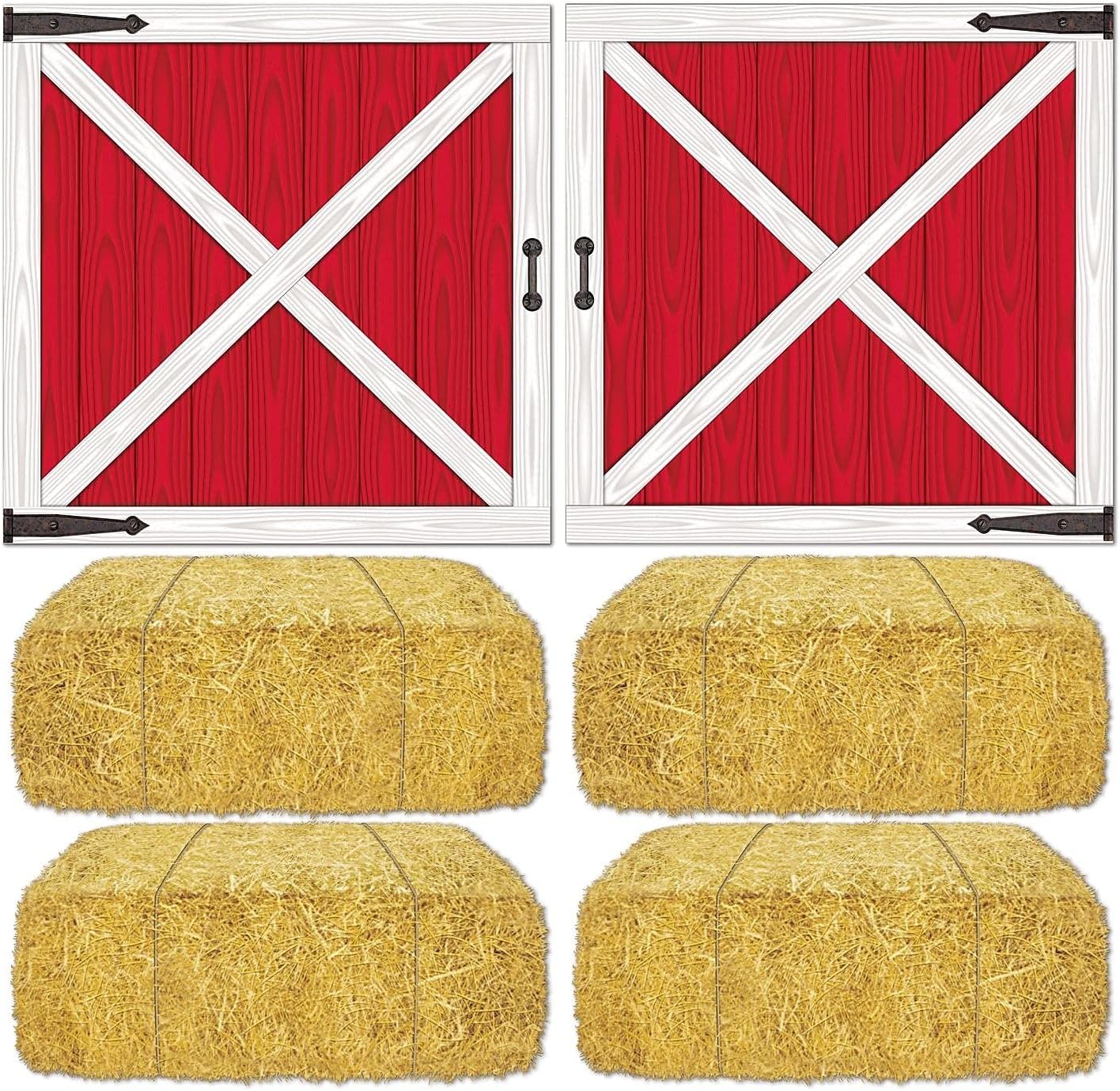 Beistle 15 1/2" - 32 1/2" Barn Loft Door and Hay Bale Props; 12/Pack (52069)