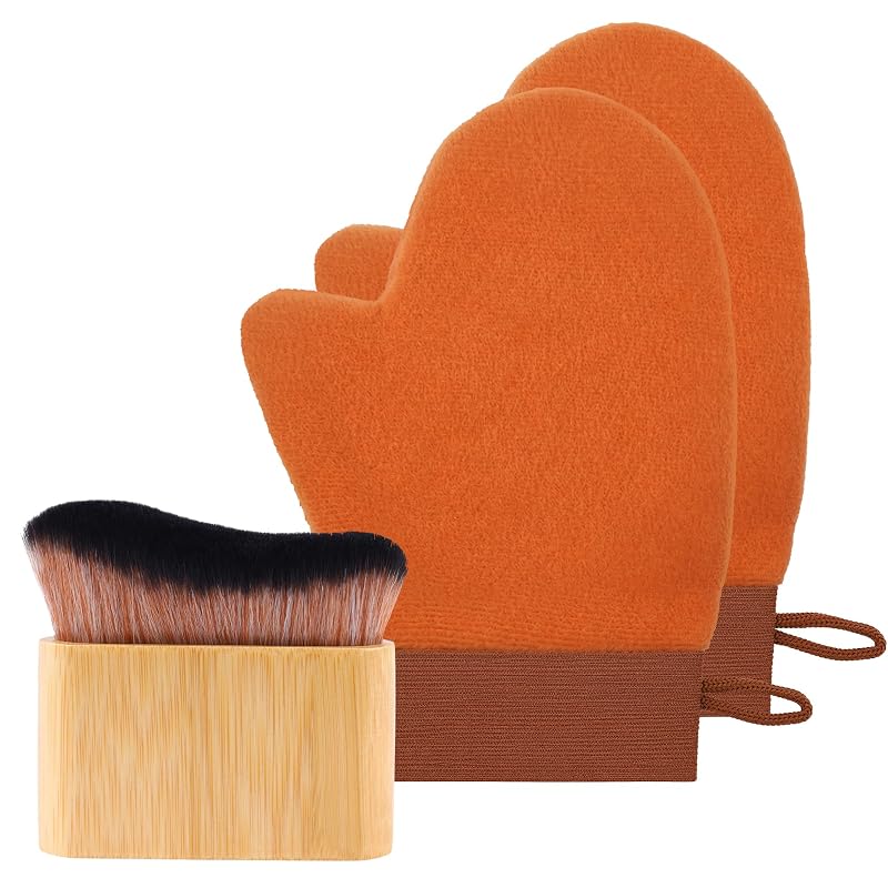 Kit aplicador para autobronzeador LIGOFLORA com 2 luvas e escova curva