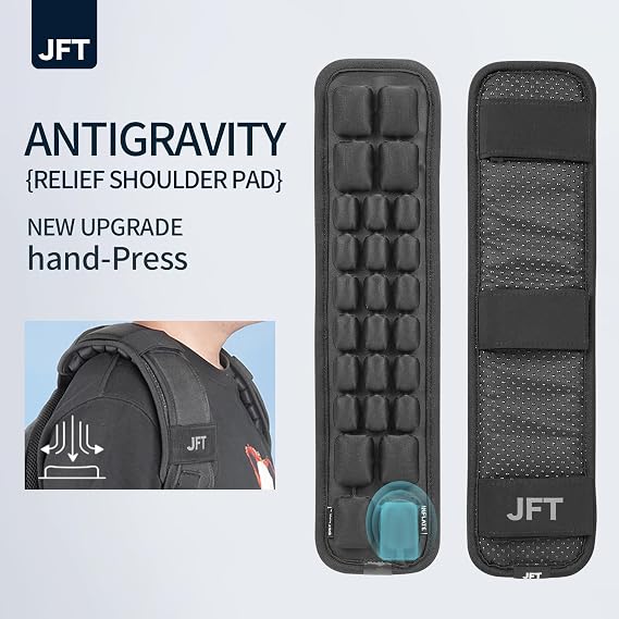 JFT Shoulder Strap Pad 3D Air Cushion Adjustable Air Pressure Suitable for All Kinds of Backpacks 2Pcs(Black)