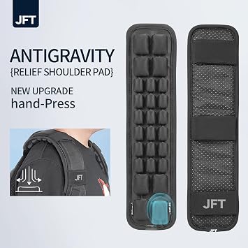 JFT Shoulder Strap Pad 3D Air Cushion Adjustable Air Pressure Suitable for All Kinds of Backpacks 2Pcs(Black)