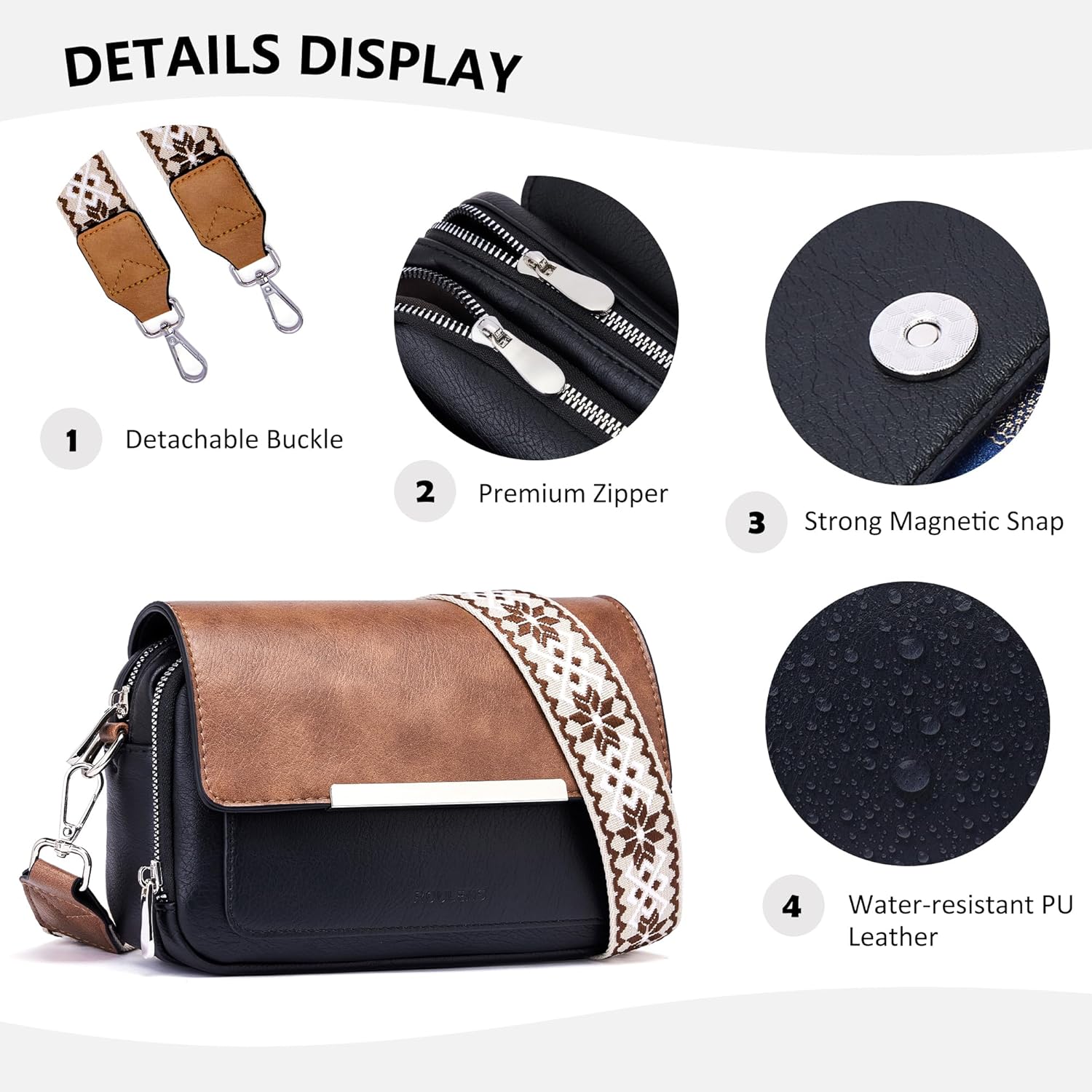 Roulens Crossbody Bags for Women Small Crossbody Wallet Purses with Card Slots Leather Shoulder Handbags Travel/Daily Use - Image 7