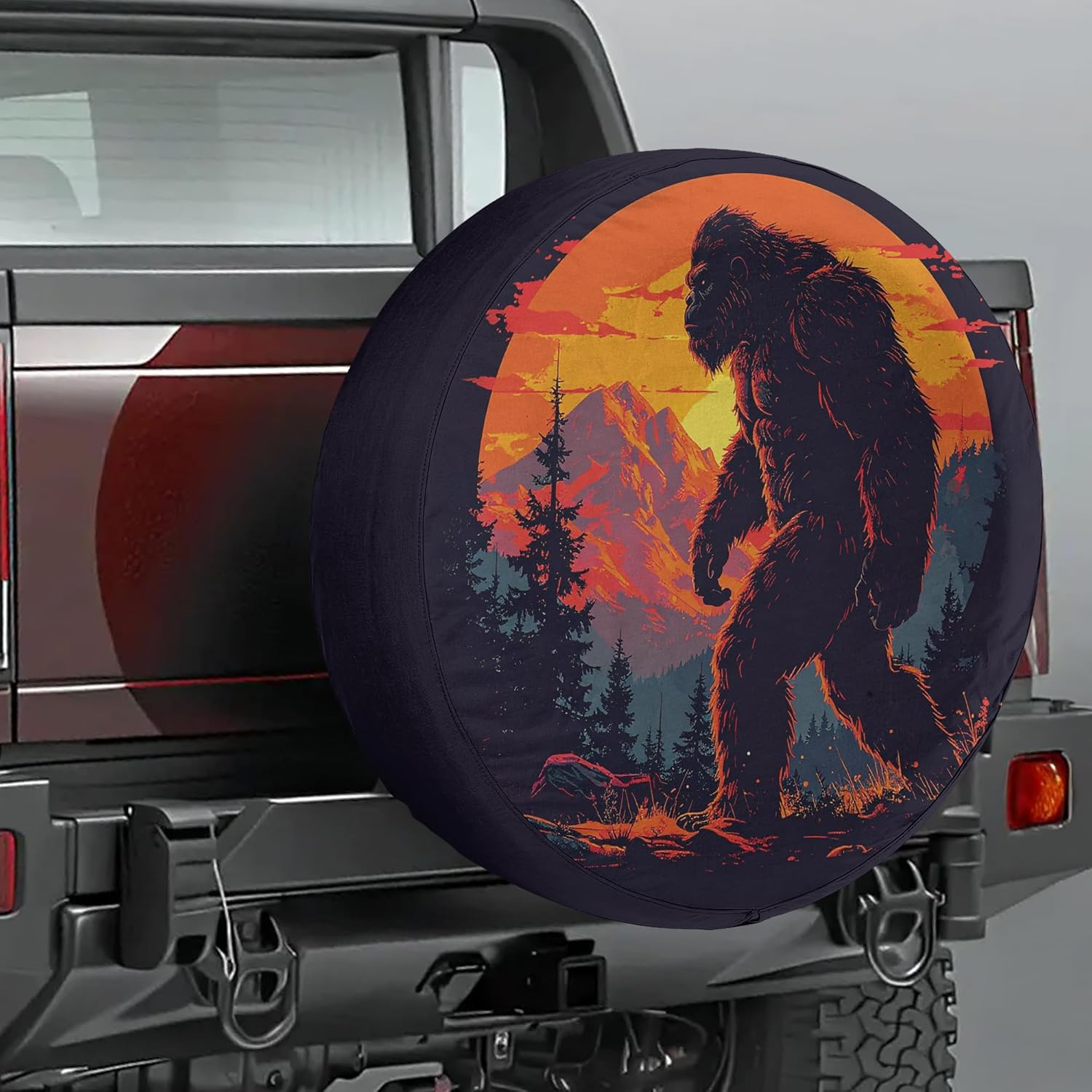 ThuhaTree Store Bigfoot Sasquatch Spare Tire Cover with/Without Backup Camera Hole – Bigfoot Theme Spare Tire Cover (Style 1)