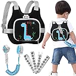 Accmor Toddler Harness Leash+ Reflective Anti Lost Wrist Link, Cute Dinosaur Kids Harness with Leash, Foldable Child Harness Baby Leash Boys Walking Wristband Assistant Belt for Outdoor Travel
