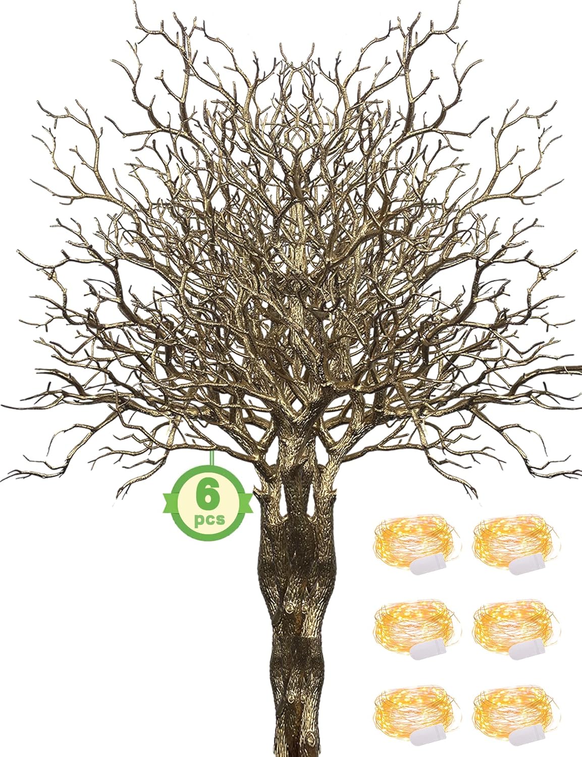 JIFTOK Artificial Antler Dried Tree Branches, 6pc Plastic Manzanita Branches with 6