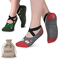 Vista 109 de Ozaiic - Calcetines de yoga para mujer con correas y agarres antideslizantes, ideales para pilates, Pure Barre, ballet, danza y entrenamiento