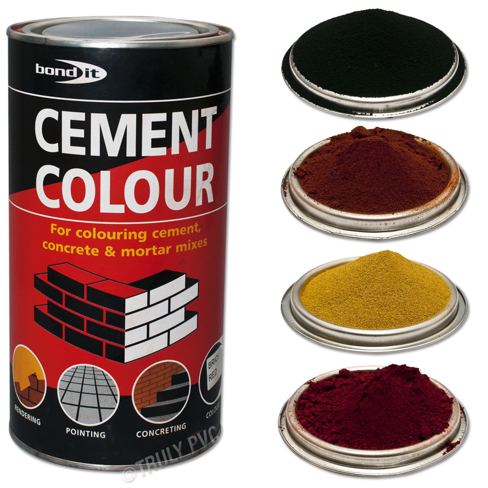 Truly PVC Supplies 6 x 1kg Tubs of Brick Red Powdered Cement Dye Bond-It Builders Complete BDH060R