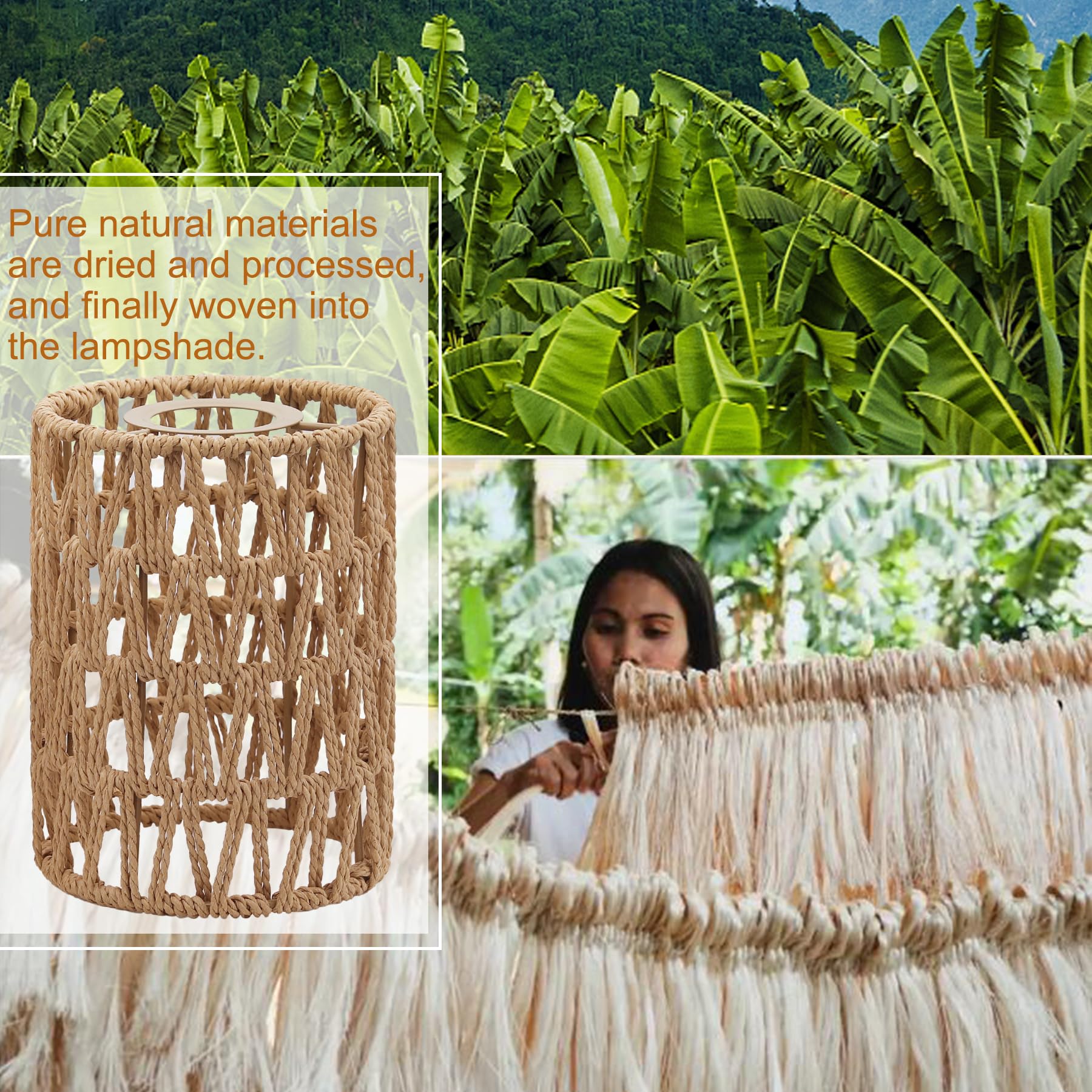 Fitter Farmhouse - Lámpara colgante de 1.63 pulgadas para candelabro, 1 paquete de pantallas de lámpara de ratán bohemio de 6.3 pulgadas de alto x 4.9 pulgadas de profundidad, repuesto para 6