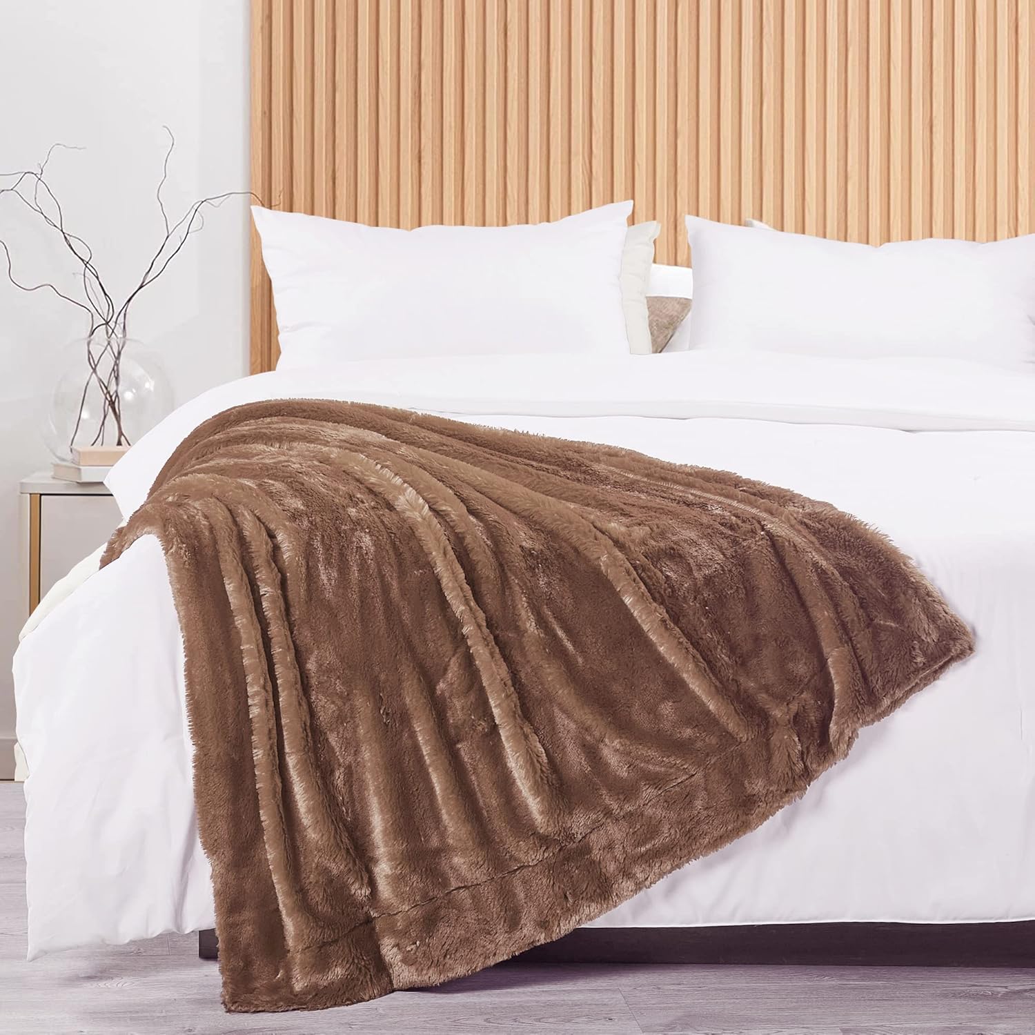 Home Soft Things Double Sided Faux Fur Bed Couch Throw Blanket, Amphora, 50'' x 70'', Soft Luxurious Warm Heavy Cuddly Throw Blanket for Couch Sofa Chair Home Décor