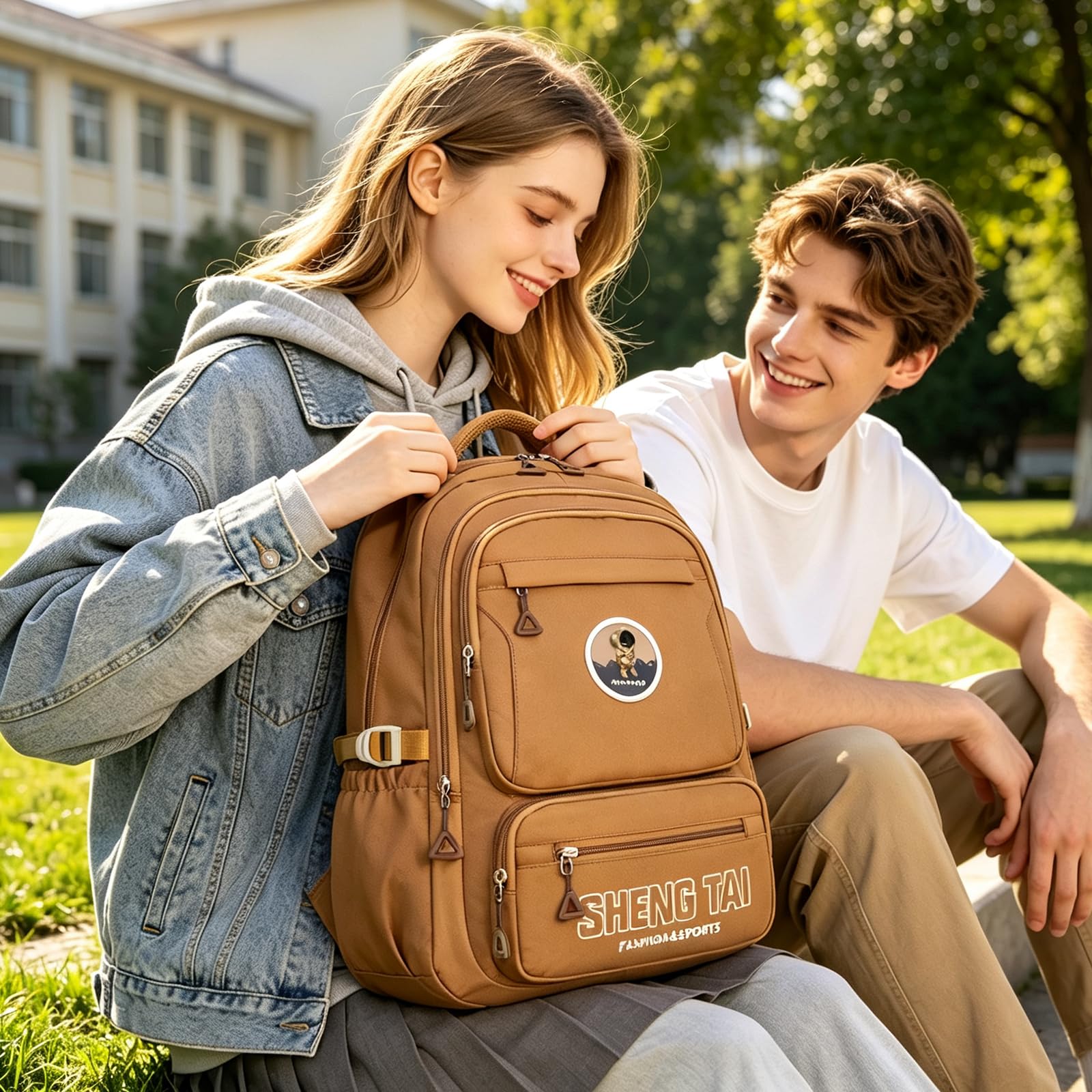 FANDARE Zaino Scuola Zainetto Studente Cartella Zaini Arancione | Borsa Uomo Donna Università Viaggio Lavoro Daypacks