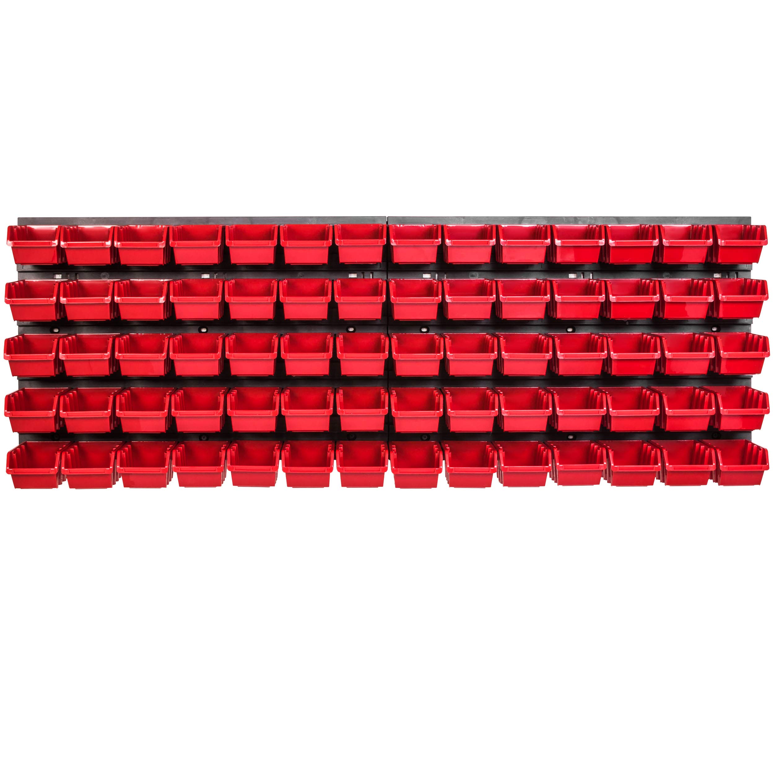 Lagersystem Wandregal 1152 x 390 mm , 70 stck. Box , Stapelboxen Schüttenregal Sichtlagerkästen , Extra Starke Wandplatten , Regal Erweiterbar , Werkstattregal Lagerregal Werkstattwandregal Steckregal