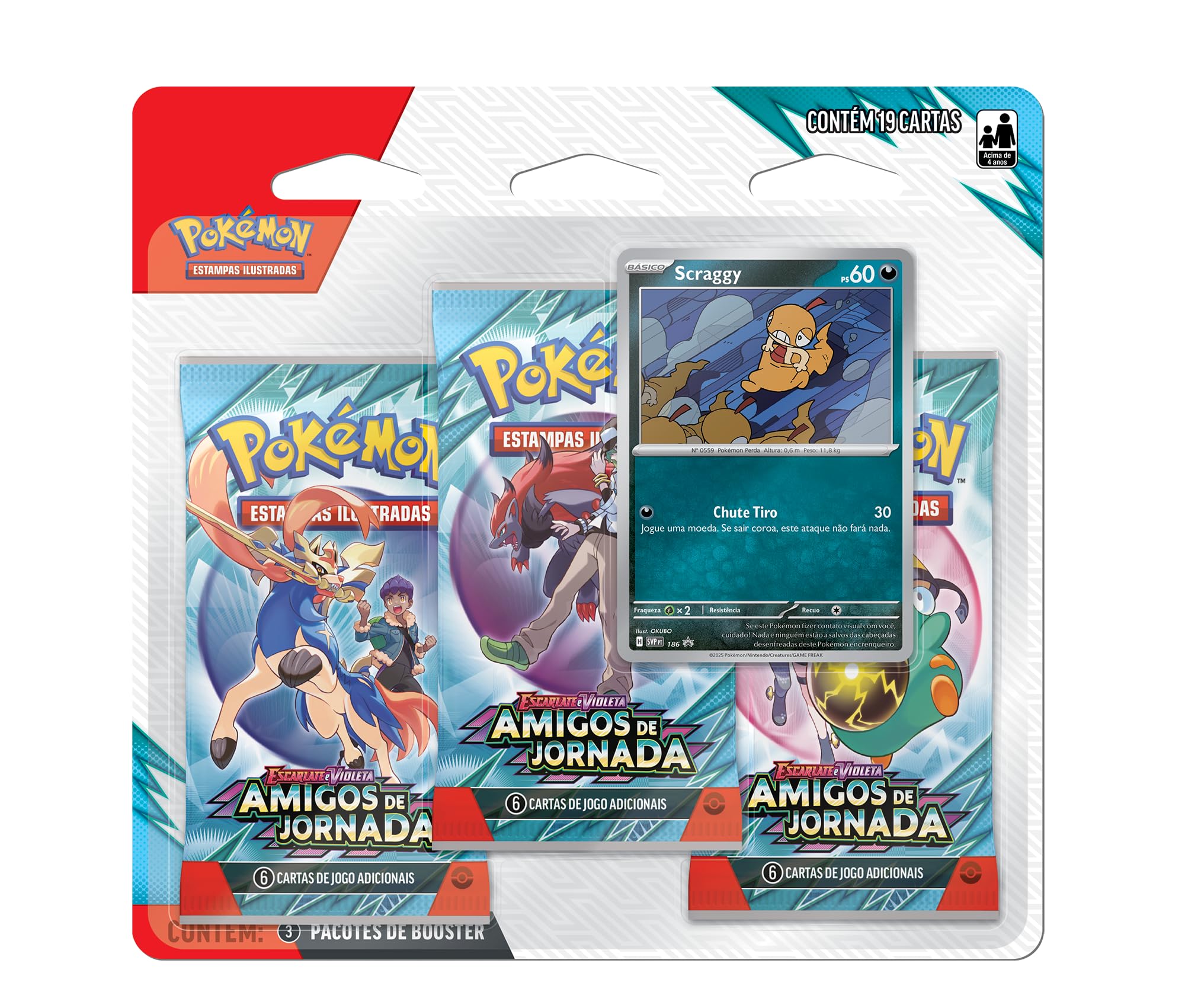 Pokémon TCG, Blister Triplo Scraggy EV9 Amigos de Jornada
