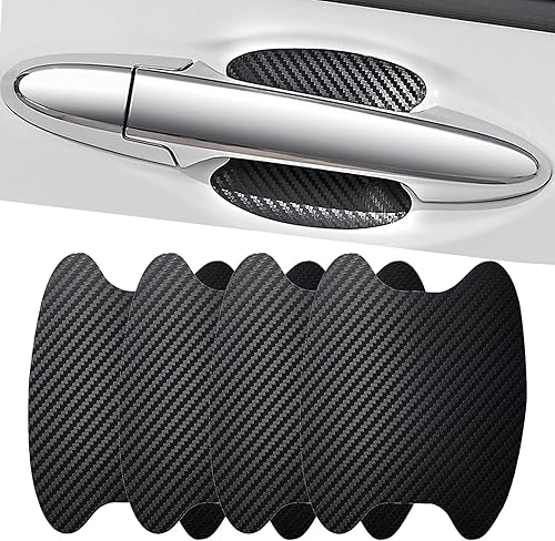 UGSHY Paquete de 8 protectores de arañazos de fibra de carbono para manija de puerta de automóvil, cubierta de manija de puerta de automóvil,
