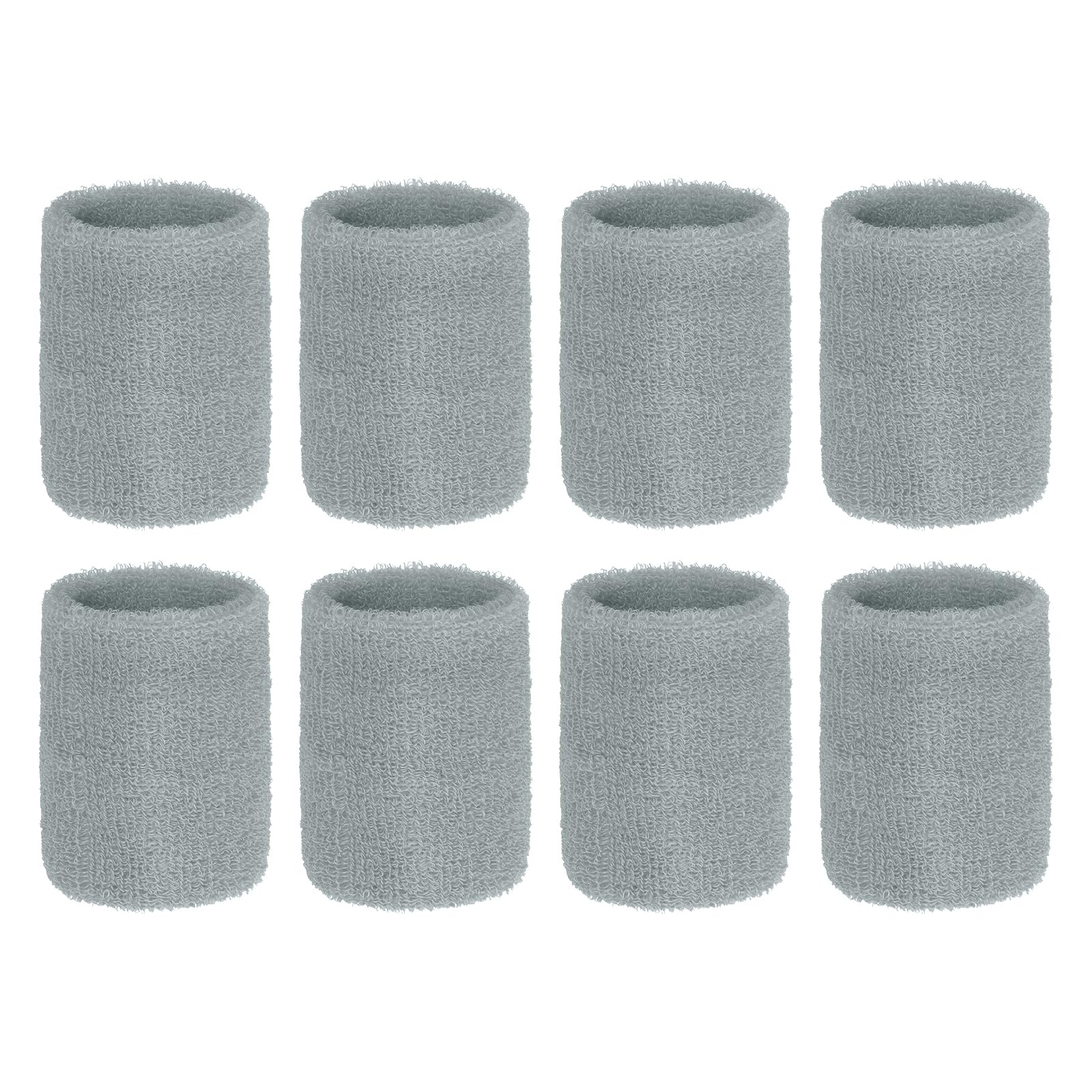PATIKIL Wrist Sweatbands, 8Pack Sports Wristbands Sweatbands Wrist for Tennis Badminton Basketball Football Light Grey