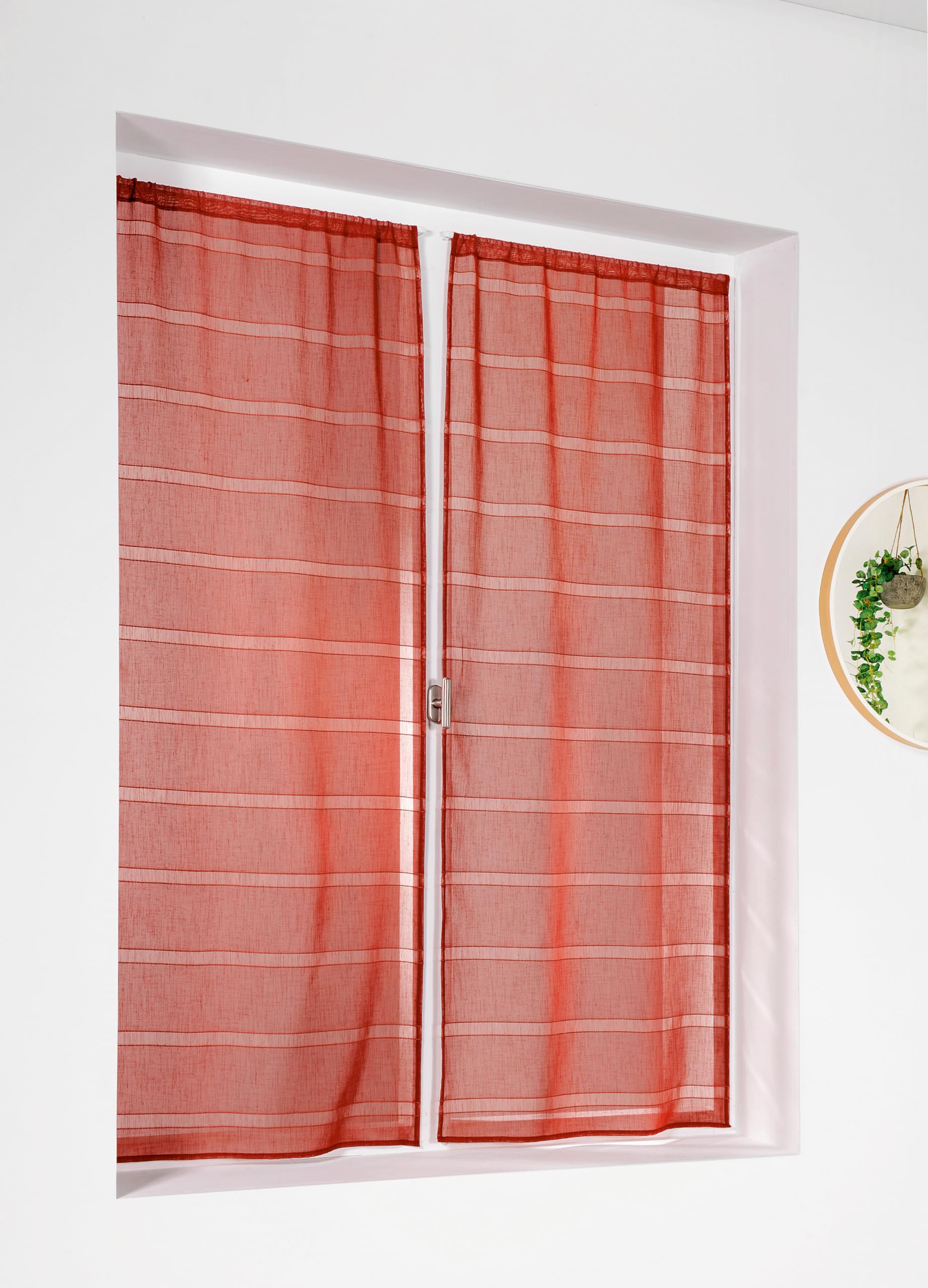 Linder - Pair of Glazing Terracotta Polyester Cord 55 x 120 cm
