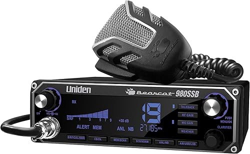 Uniden BEARCAT 980 - Radio SSB CB de 40 canales con banda lateral NOAA WeatherBand, pantalla digital de 7 colores, interruptor PA/CB y micrófono con