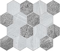 Vista 10 de Azulejos hexagonales de alta calidad para despegar y pegar, blanco impermeable para salpicaduras, azulejos de mármol autoadhesivos para cocina, baño