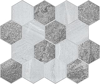 Thickened Hexagon Peel and Stick Tile Backsplash, New Upgrade Mixed Grey...