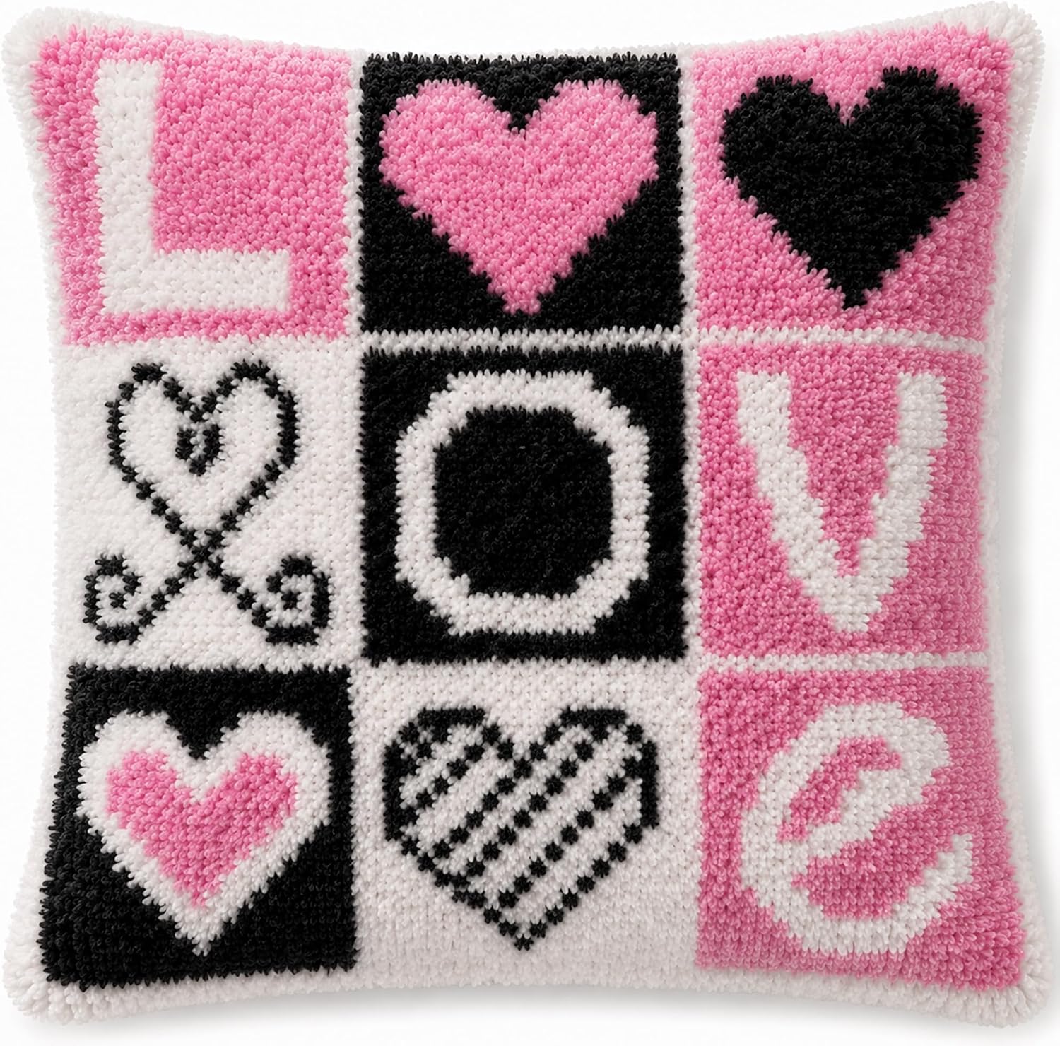 ZFFLYH Love Latch Hook Pillow Kits for Adults Beginners Pre-Printed Cushion