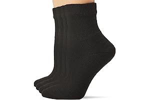 Womens Diabetic Quarter Socks With Non-Binding Top And Cushion 4 Pairs