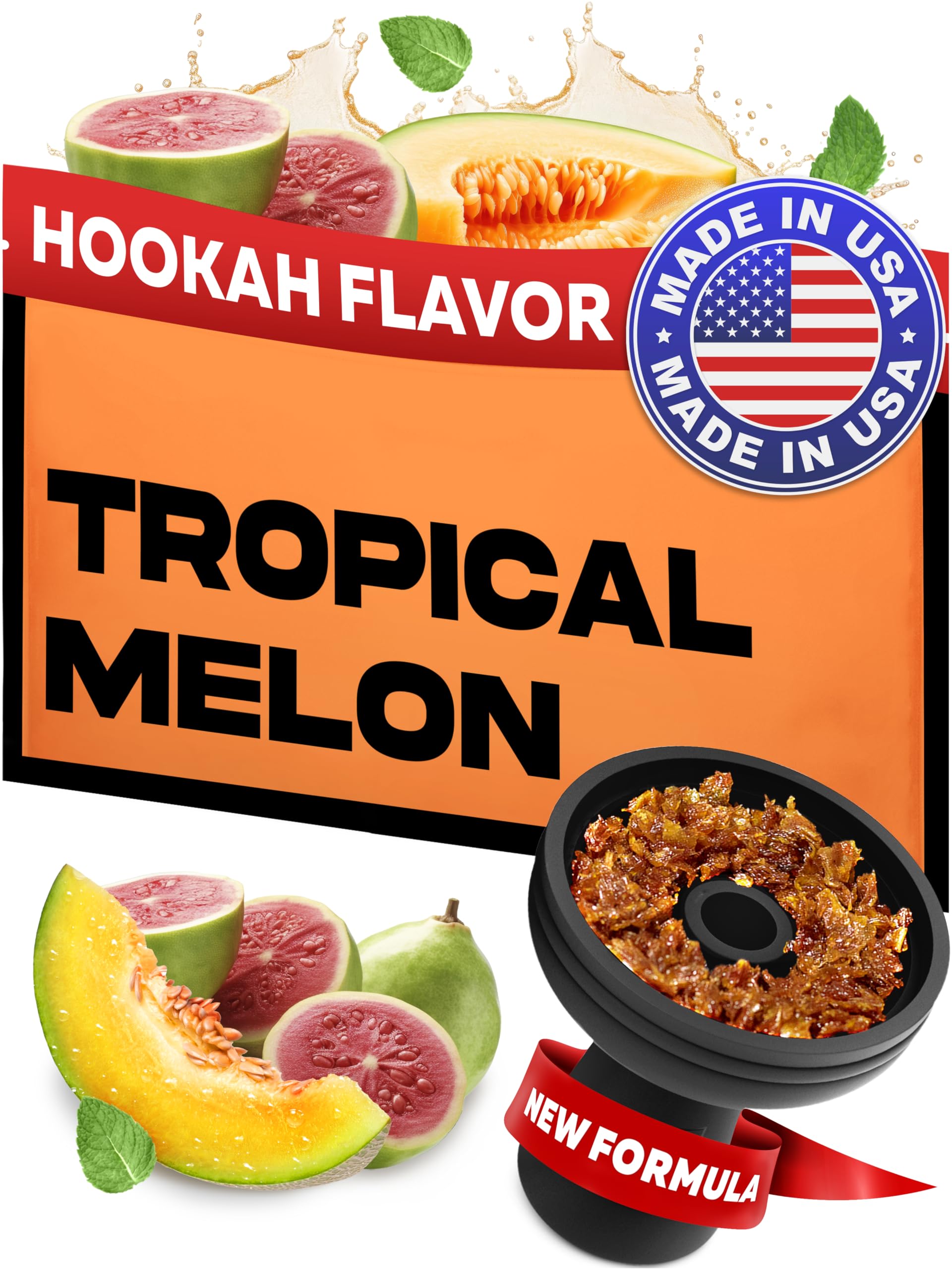 Tropical Melon Shisha Hookah Flavors - 3.5 ounce Made In The USA Hookah Tobacco & Nicotine Free Sisha - 100g - Natural & Authentic (Pack of 1)